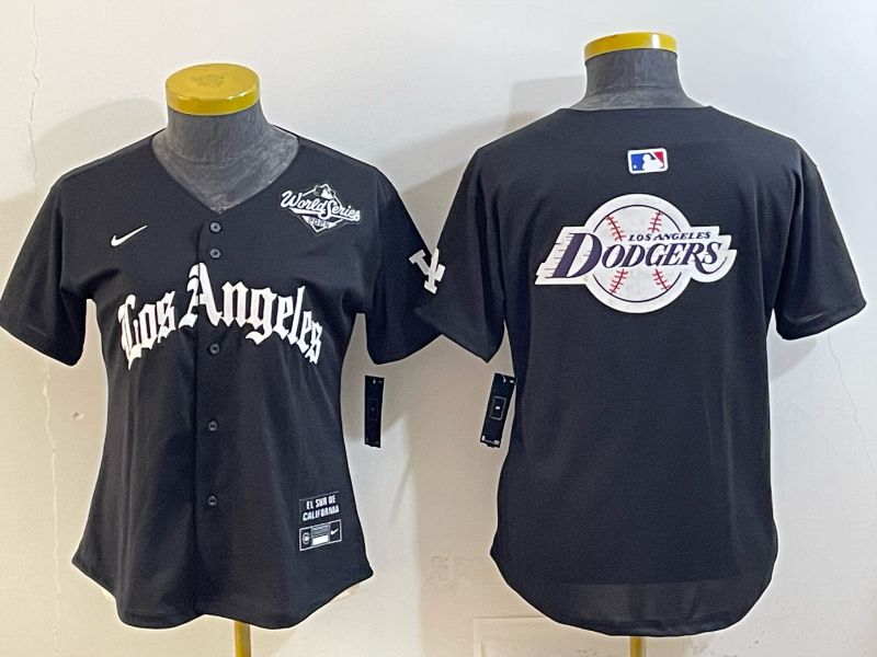Women 2026 Los Angeles Dodgers Blank Black Game Nike MLB Jersey style 0035->women mlb jersey->Women Jersey